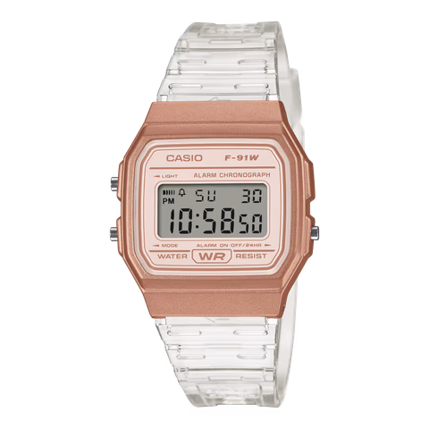 Casio F-91WS-7A3 Clear Rose Gold